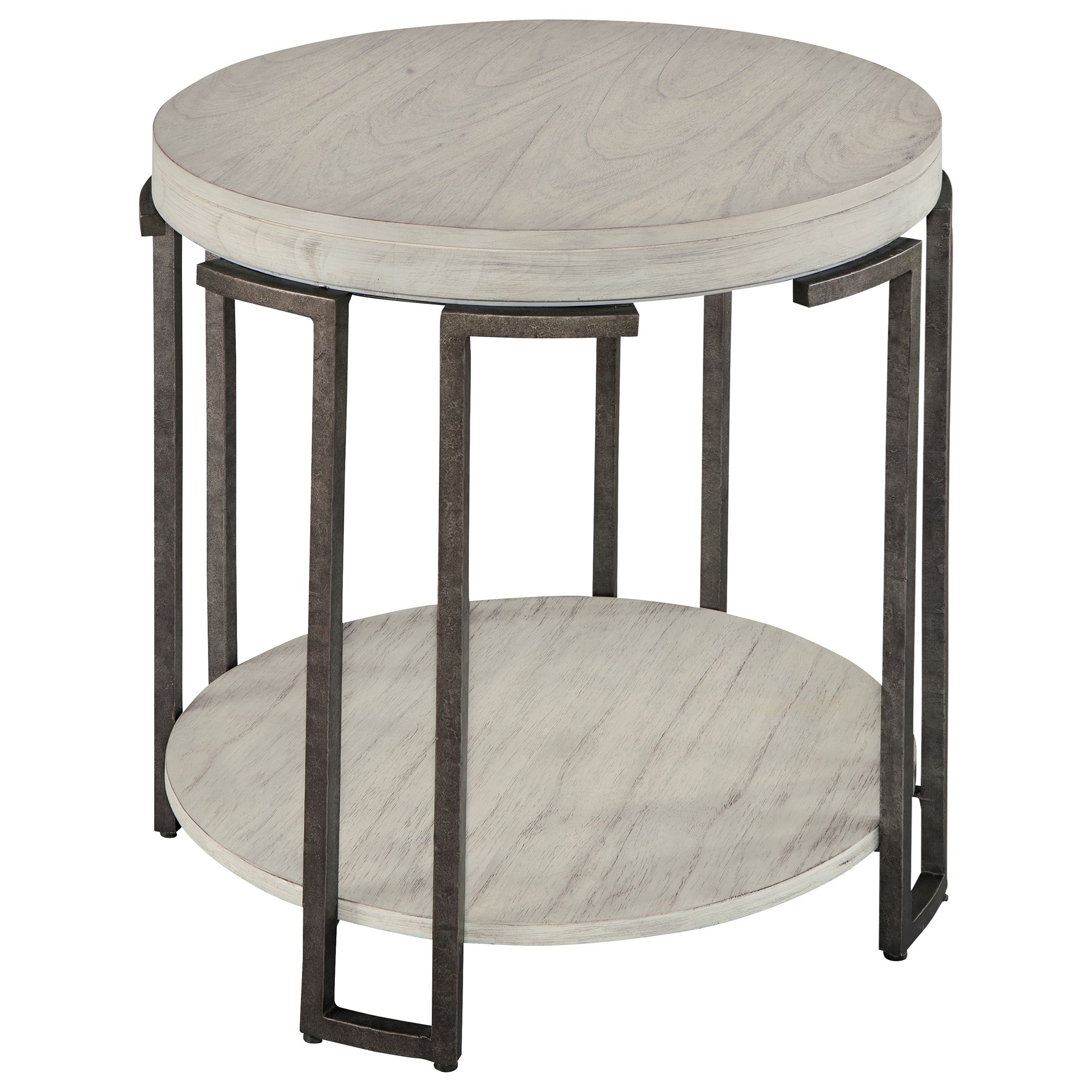 Hekman Sierra Heights Round End Table with Metal Frame Sprintz